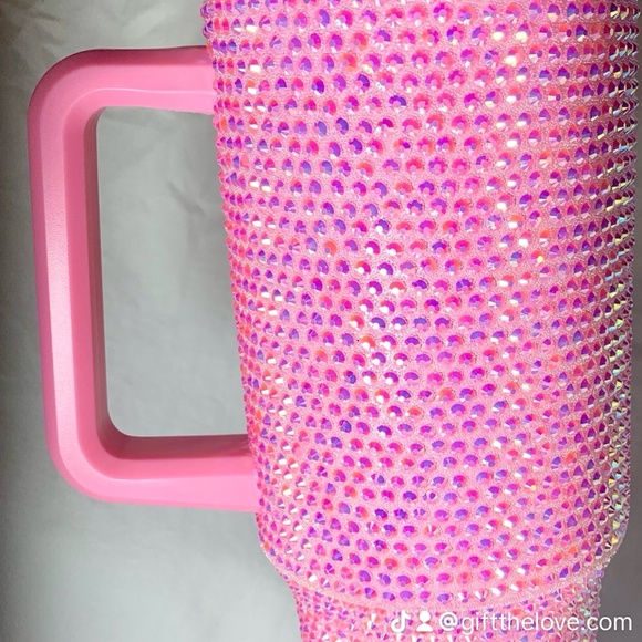 Pink Rhinestone 40 oz tumbler with top and straw- No Brand - Picture 4 of 7